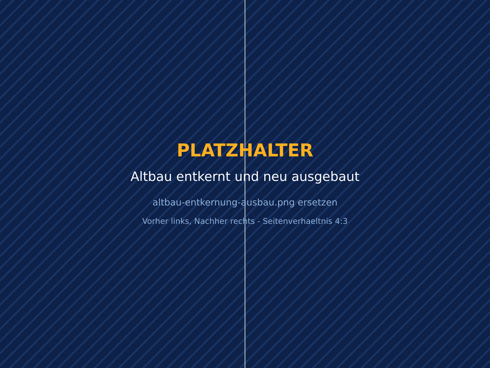Entkernter Altbauraum mit freiliegendem Mauerwerk vor und nach dem Trockenbau mit gespachtelter Decke