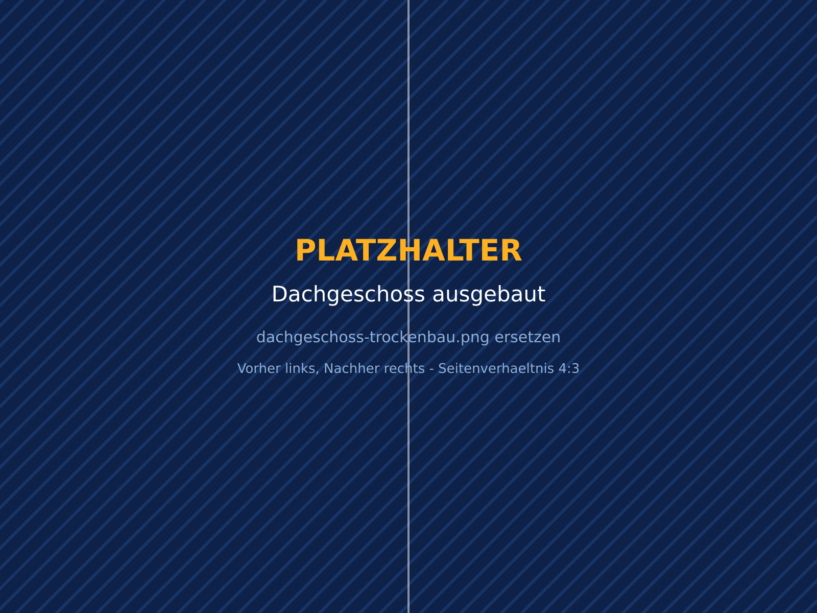 Dachgeschoss vor und nach dem Trockenbau mit neuer Ständerwand und eingebautem Dachfenster